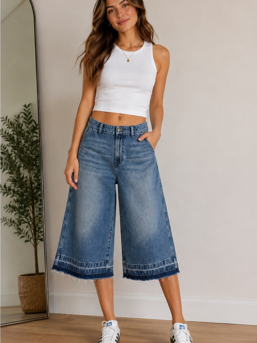 Madewell Denim Culottes Jeans Size 28 Wide Leg Cropped Raw Hem NWT